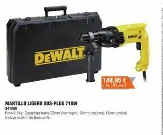 Cofac Dewalt martillo ligero sds-plus 710w 341900 peso 2.5kg capacidad hasta 22mm (hormigón) 30mm (madera) 13mm (metal) incluye oferta