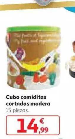 Alcampo Cubo comiditas cortadas madera oferta
