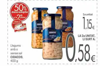 Valvi Supermercats Llegums amb o sense sal cidacos oferta