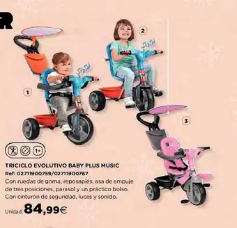 Hipercor Triciclo evolutivo babyy plus music oferta