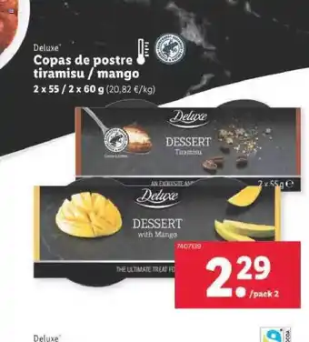 Lidl Deluxe copas de postre tiramisu mango oferta