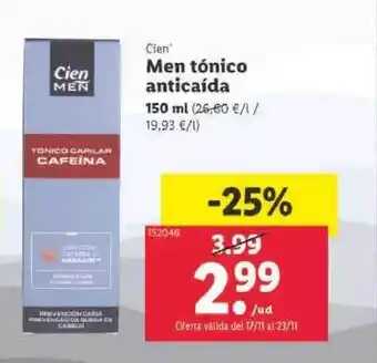 Lidl Cien men tónico anticaída oferta