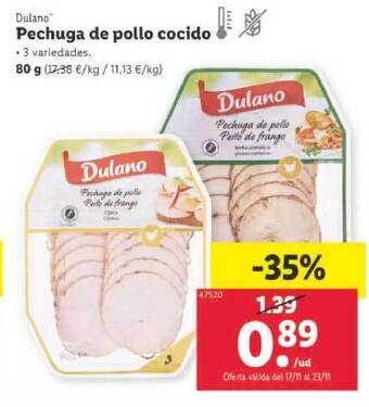 Lidl Dulano pechuga de pollo cocido oferta