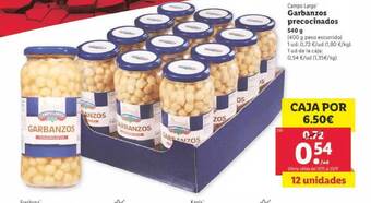 Lidl Campo largo garbanzos precocinados oferta