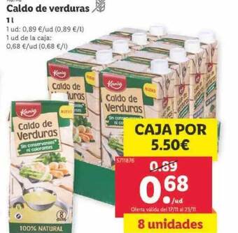 Lidl Kania caldo de verduras oferta