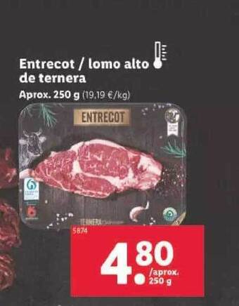 Lidl Entrecot lomo alto de ternera oferta