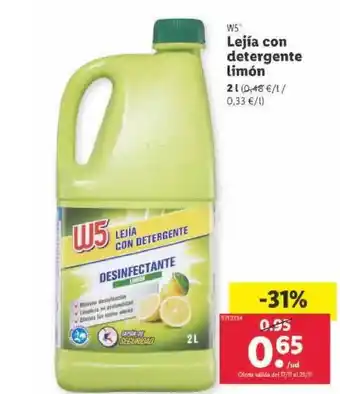 Lidl W5 lejia con detergente limón oferta