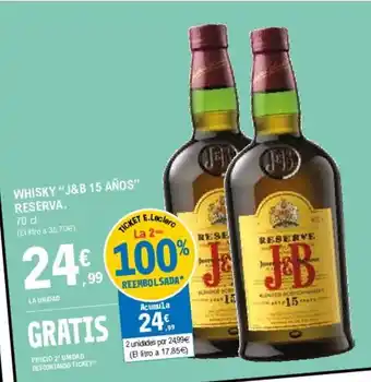 E.Leclerc "J&B 15 Años" Whisky Reserva 70cl oferta