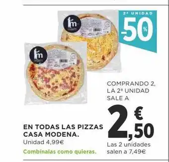 Supercor 2a unidad -50% en todas las pizzas casa modena oferta