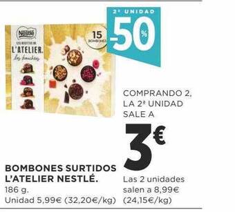 Supercor 2a unidad -50% bombones surtidos l'atelier nestlé oferta