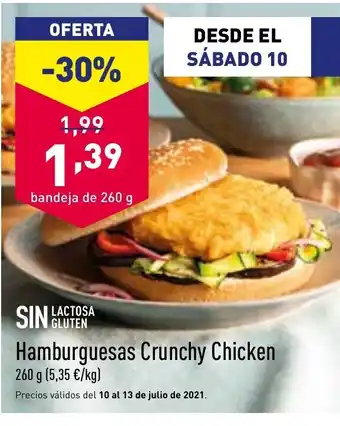 ALDI Hamburguesas Crunchy Chicken 260g oferta