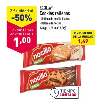 ALDI Nocilla Cookies rellenas 120g oferta