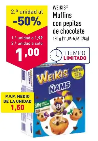 ALDI Weikis Muffins con pepitas de chocolates 180g oferta