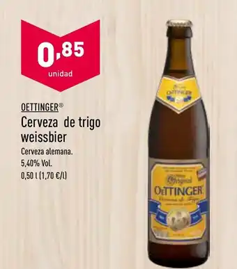 ALDI Oettinger Cerveza de trigo weissbier 0,50L oferta
