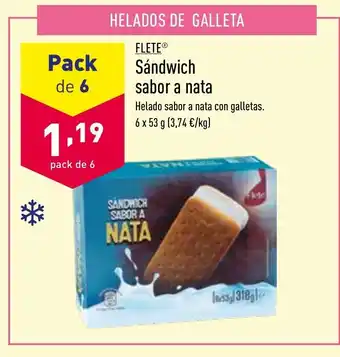 ALDI Flete Sándwich sabor a nata 6x53g oferta