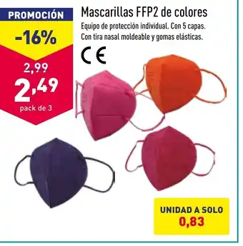 ALDI Mascarillas FFP2 de colores oferta