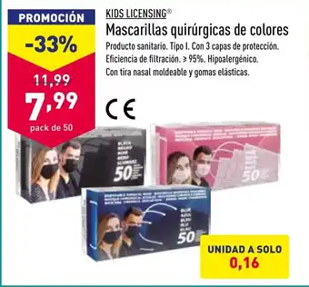 ALDI Kids Licensing Mascarillas quirúrgicas de colores oferta