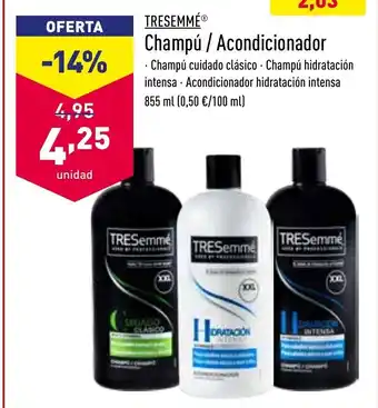 ALDI Tresemmè Champú/Acondicionador 855ml oferta