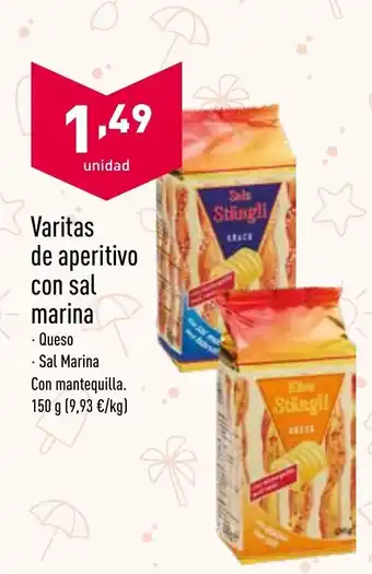 ALDI Varitas de apertivo con sal marina 150g oferta