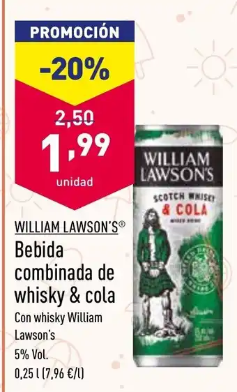 ALDI William Lawson's bebida combinada de whisky & Cola 0,25l oferta