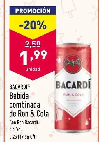 ALDI Bacardi Bebida combinada de Ron & Cola 0,25l oferta