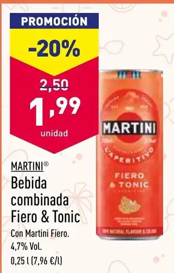 ALDI Martini Bebida combinada Fiero & Tonic 0,25l oferta