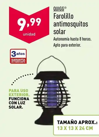 ALDI Quigg Farolillo antimosquitos solar oferta