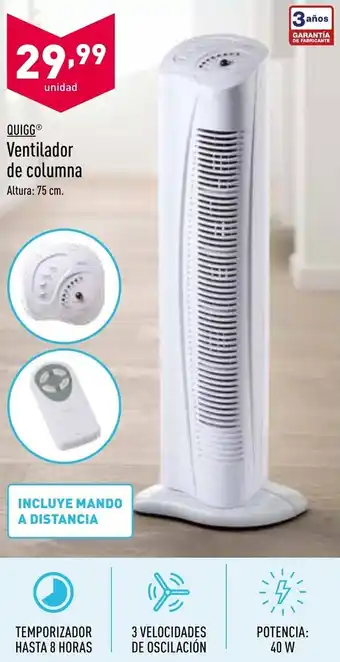 ALDI Quigg Ventilador de columna 75cm oferta