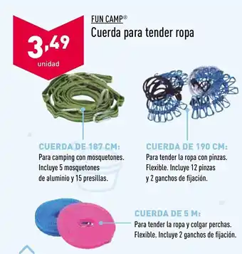 ALDI Fun Camp Cuerda para tender ropa oferta
