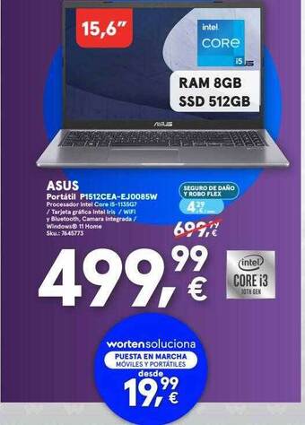 Worten Asus portátil p1512cea-ej0085w oferta