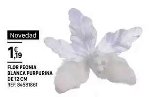 Leroy Merlin Flor peonia blanca purpurina de 12 cm oferta