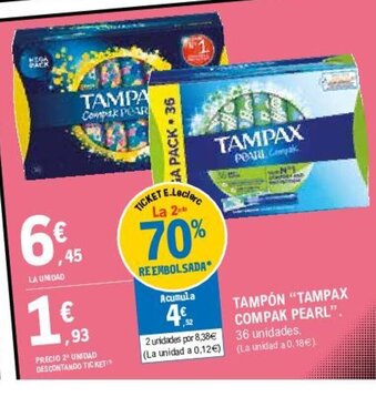 E.Leclerc "Tampax Compak Pearl" Tampón oferta