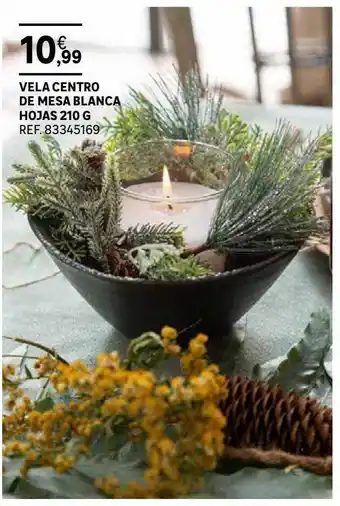 Leroy Merlin Vela centro de mesa blanca hojas 210 g oferta