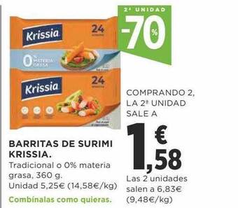 Supercor 2a unidad -70% barritas de surimi krissia oferta
