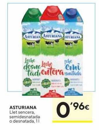 Caprabo Asturiana llet sencera semidesnatada o desnatada oferta