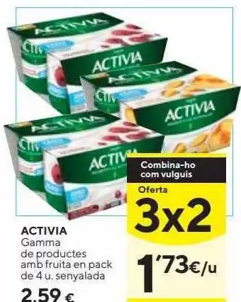 Caprabo Activia gamma de productes amb fruita en pack de 4 oferta