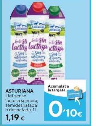 Caprabo Asturiana llet sense lactosa sencera semidesnatada o desnatada oferta