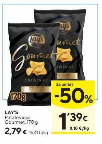 Caprabo Lay's patates xips gourmet oferta