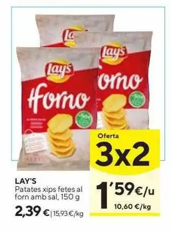Caprabo Lay's patates xips fetes al forn amb sal oferta