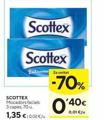 Caprabo Scottex mocadors facials 3 capes oferta