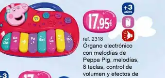Todojuguete Órgano electrónico con melodías de peppa pig, melodías, 8 teclas, control de volumen y efectos de oferta
