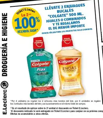 E.Leclerc "Colgate" Llèvate 2 Enjuagues Bucales 500ml oferta