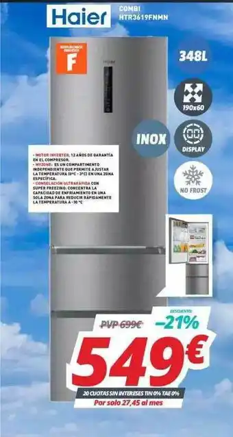 Mi electro Haier Combi NTR3619FNMN oferta