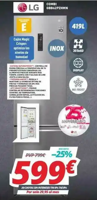 Mi electro LG Combi GBB62PZHMN oferta