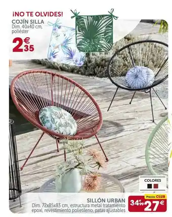GiFi Cojín Silla 40x40 Cm O Sillón Urban 72x85x83cm oferta