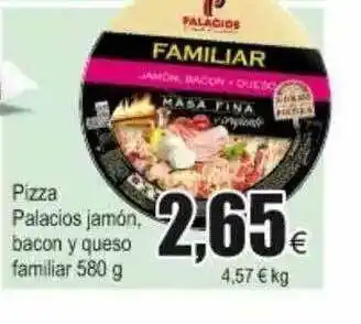 FROIZ Palacios Jamón Bacon Y Queso Familiar Pizza 580g oferta