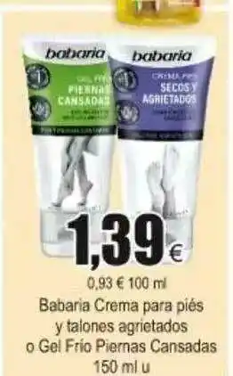 FROIZ Babaria Crema Para Piés Y Talones Agrietados O Gel Frio Piemas Cansadas 150ml oferta