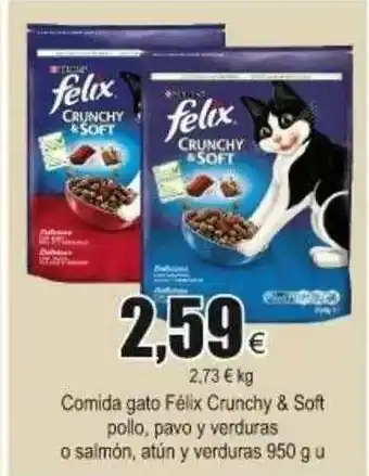FROIZ Félix Crunchy & Soft Pollo, Pavo Y Verduras O Salmón, Atún Y Verduras 950g U Comida Gato 950g oferta