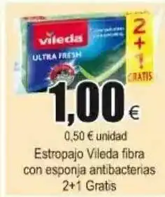 FROIZ Vileda Fibra Con Esponja Antibacterias Estropajo 2+1 Gratis oferta