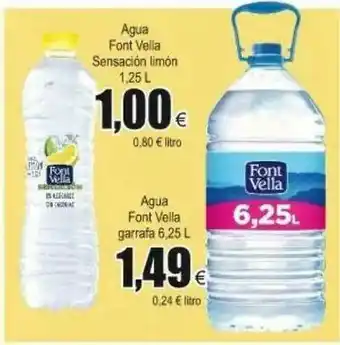 FROIZ Font Vella Sensación Limón Agua 1,25 L O Font Vella Garrafa Agua 6,25 L oferta